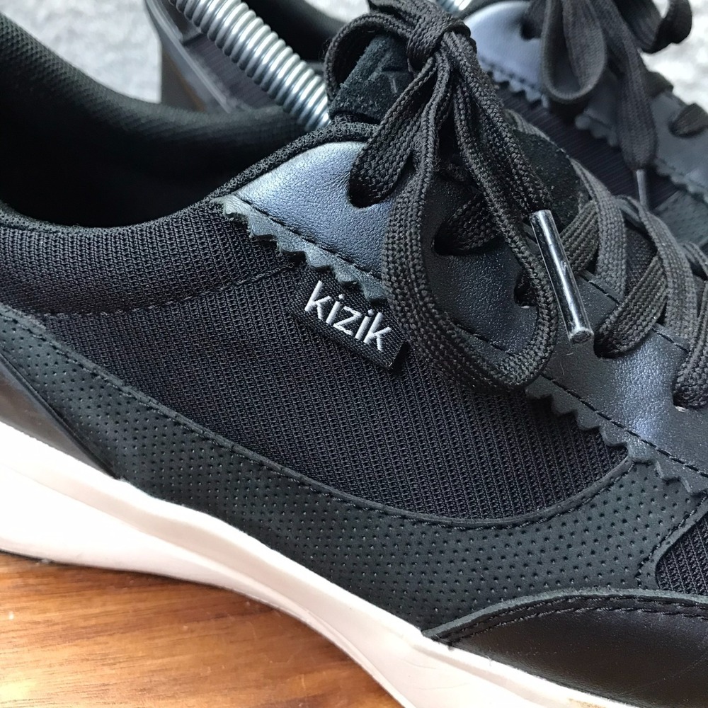 Kizik Paris Sneakers Womens 9.5 Blk Mesh/Leather Slip On Hands Free Comfort Shoe - Picture 2 of 13